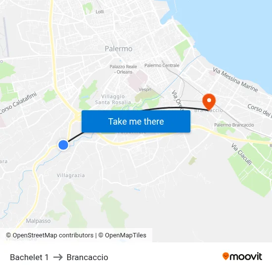 Bachelet 1 to Brancaccio map