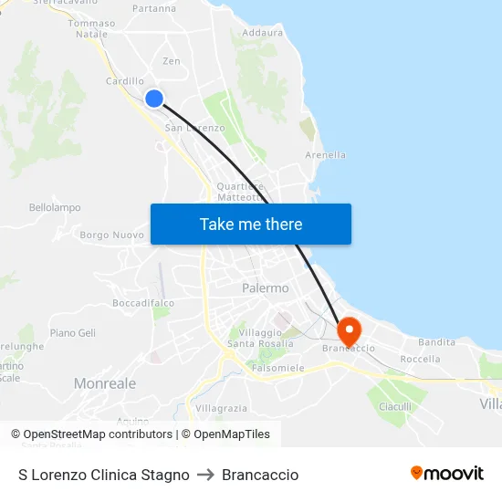 San Lorenzo Stagno Clinic to Brancaccio map