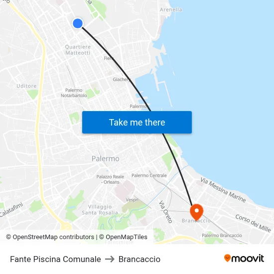 Fante Municipal Pool to Brancaccio map