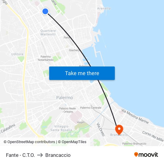 Fante - C.T.O. to Brancaccio map
