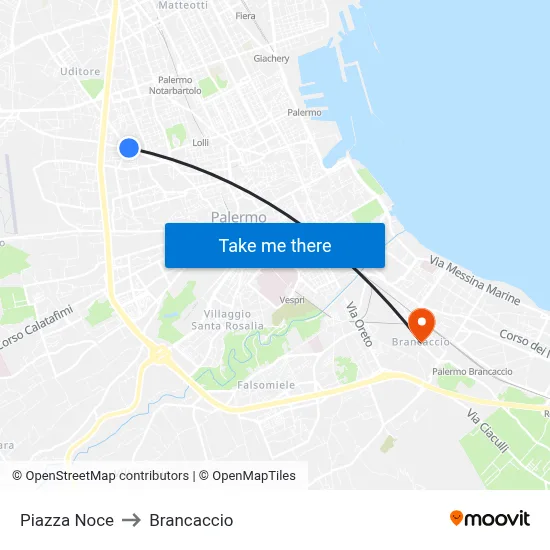 Noce Square to Brancaccio map