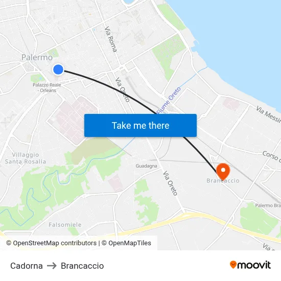 Cadorna to Brancaccio map