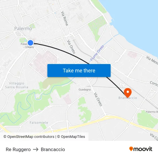 King Roger to Brancaccio map