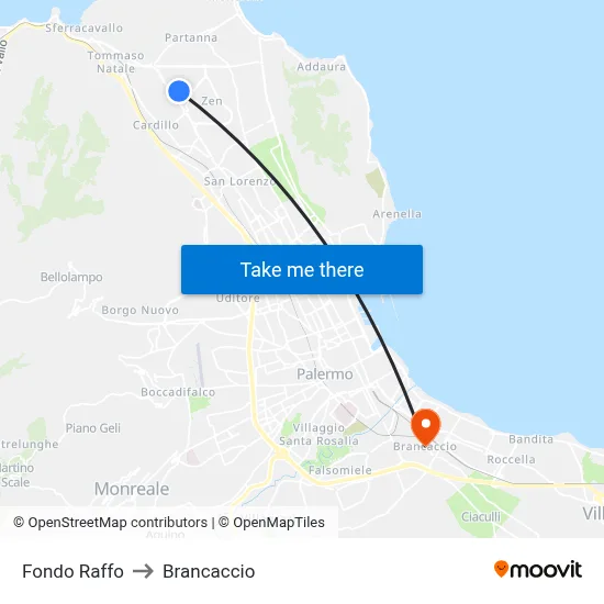 Fondo Raffo to Brancaccio map