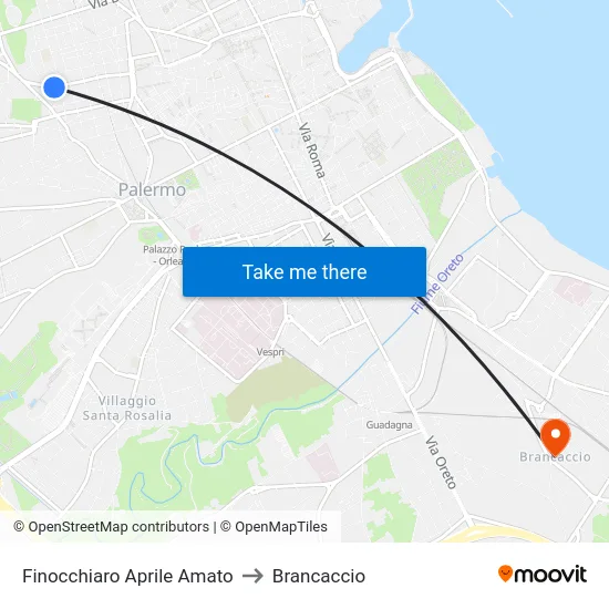 Finocchiaro Aprile Amato to Brancaccio map