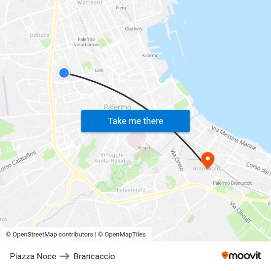 Noce Square to Brancaccio map
