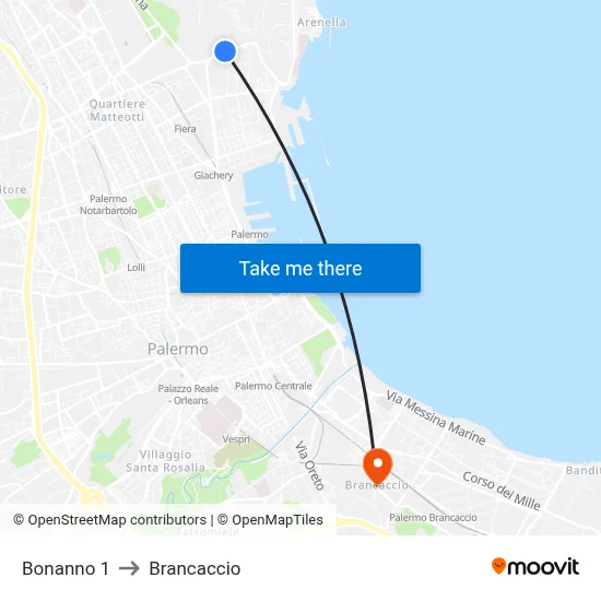 Bonanno 1 to Brancaccio map