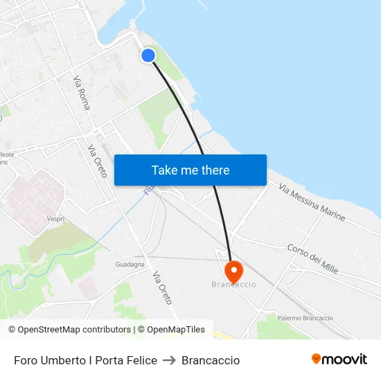 Foro Umberto I Porta Felice to Brancaccio map