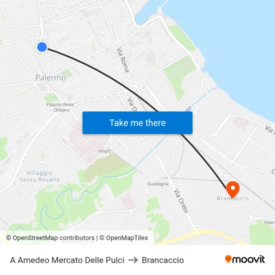 Amedeo Flea Market to Brancaccio map