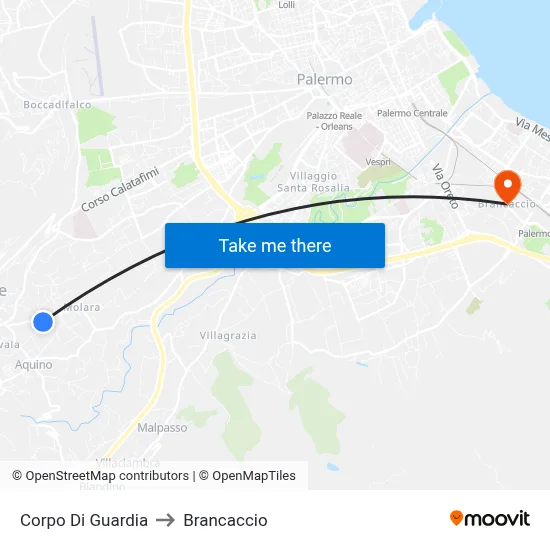Corpo Di Guardia to Brancaccio map