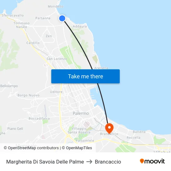 Margherita Di Savoia Delle Palme to Brancaccio map