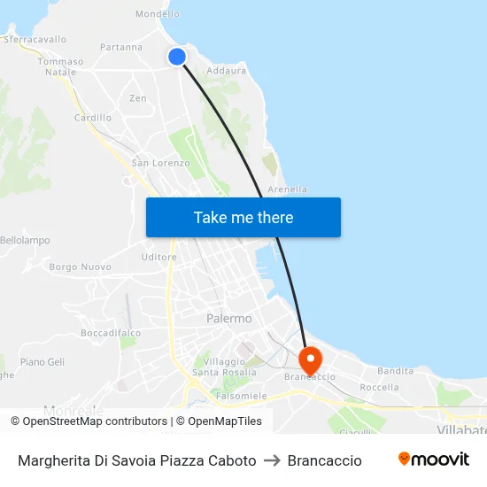 Margherita Di Savoia Piazza Caboto to Brancaccio map