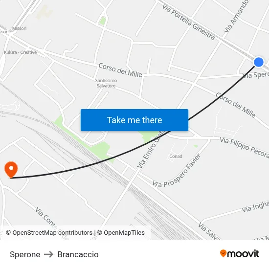 Sperone to Brancaccio map