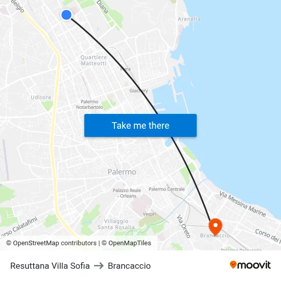 Resuttana Villa Sofia to Brancaccio map