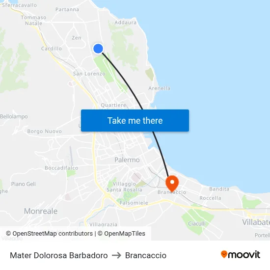 Mater Dolorosa Barbadoro to Brancaccio map