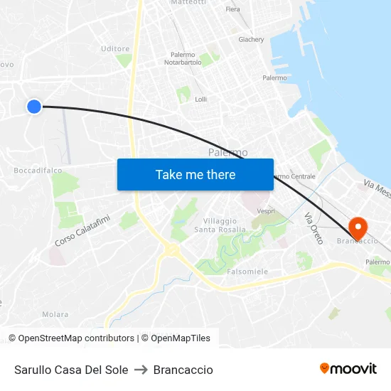 Sarullo Casa Del Sole to Brancaccio map