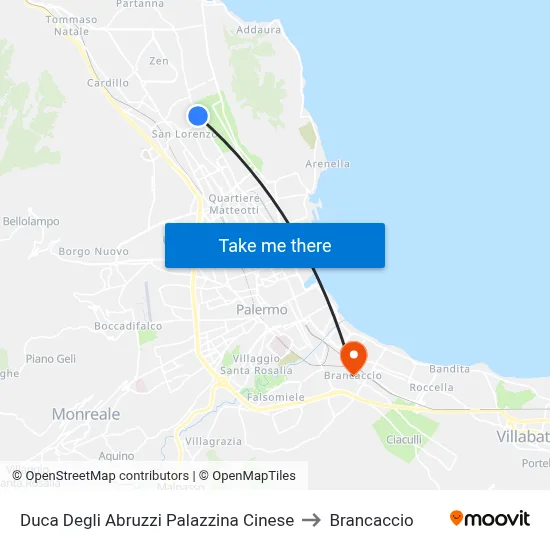 Duca Degli Abruzzi Palazzina Cinese to Brancaccio map