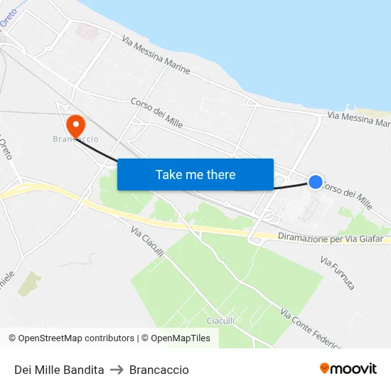 Dei Mille Bandita to Brancaccio map