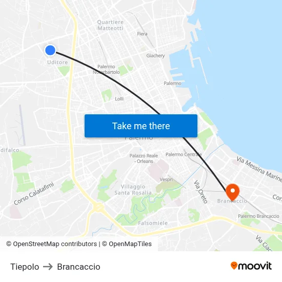 Tiepolo to Brancaccio map