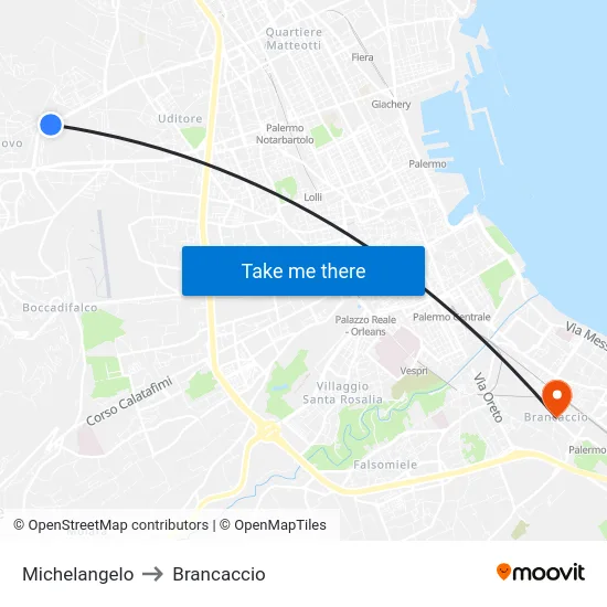 Michelangelo to Brancaccio map