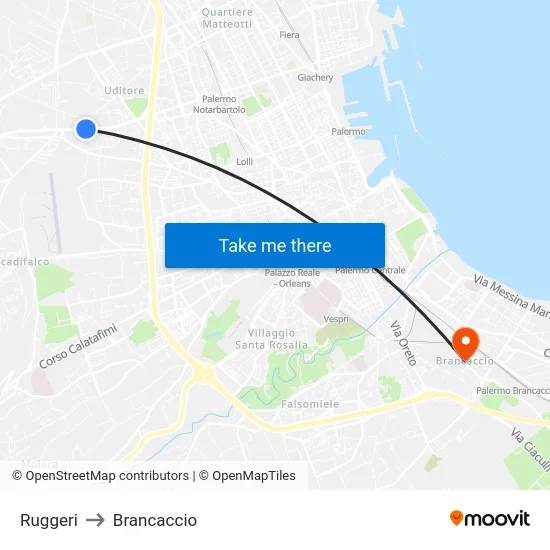 Ruggeri to Brancaccio map