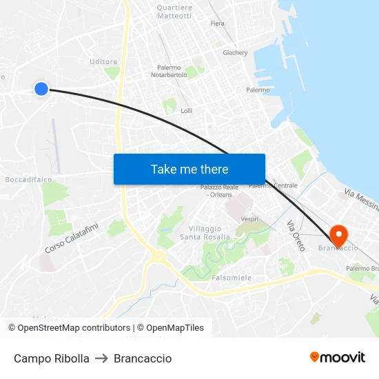 Campo Ribolla to Brancaccio map