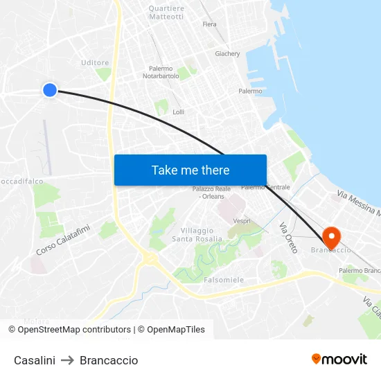 Casalini to Brancaccio map