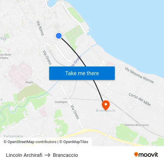 Lincoln Archirafi to Brancaccio map