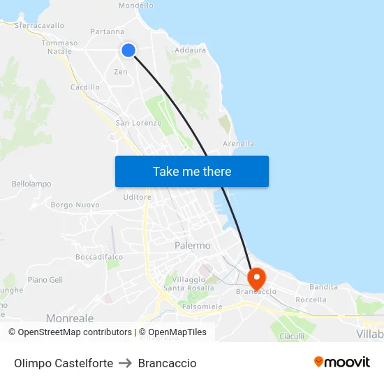 Olimpo Castelforte to Brancaccio map