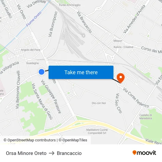 Orsa Minore Oreto to Brancaccio map