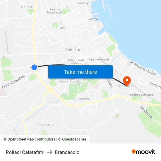 Pollaci Calatafimi to Brancaccio map