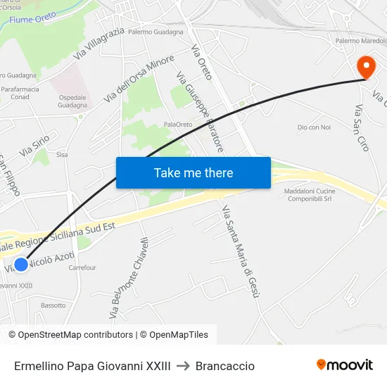 Ermellino Pope John XXIII to Brancaccio map