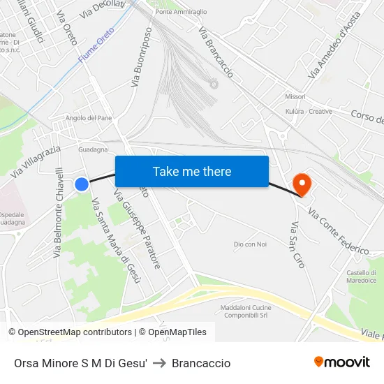 Orsa Minore S M Di Gesu' to Brancaccio map