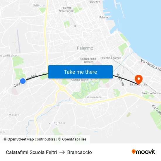 Calatafimi Scuola Feltri to Brancaccio map