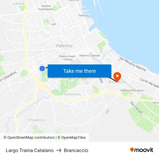 Largo Traina Catalano to Brancaccio map