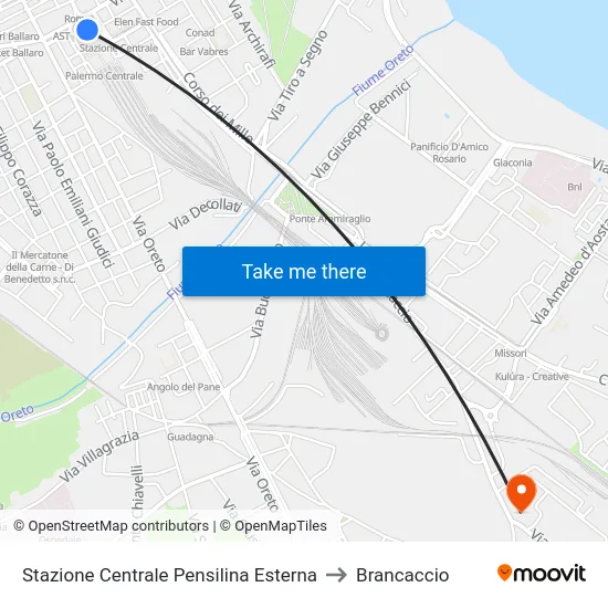 Stazione Centrale Pensilina Esterna to Brancaccio map