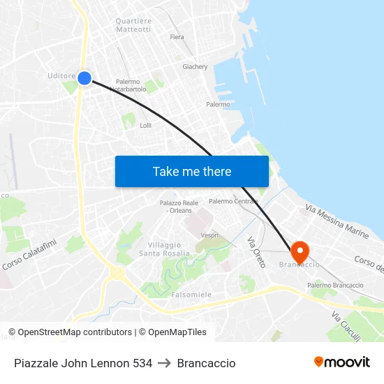 John Lennon Square 534 to Brancaccio map