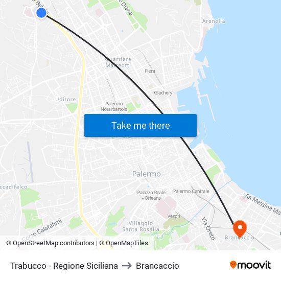 Trabucco - Regione Siciliana to Brancaccio map