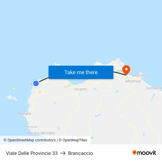 Provinces Avenue 33 to Brancaccio map