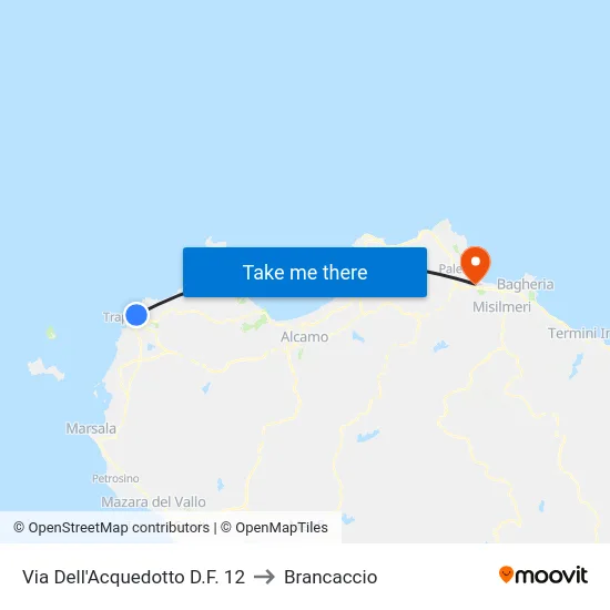 Via Dell'Acquedotto D.F. 12 to Brancaccio map