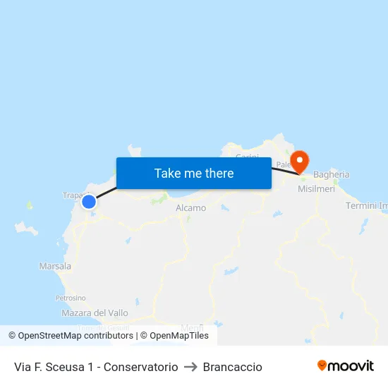 Francesco Sceusa Street - Conservatory to Brancaccio map