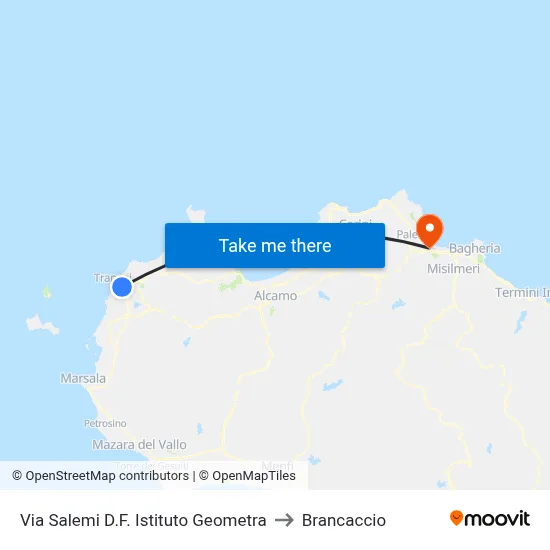 Salemi Road D.F. Surveyor Institute to Brancaccio map