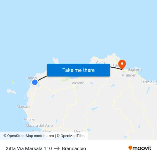 Xitta Marsala Street 110 to Brancaccio map