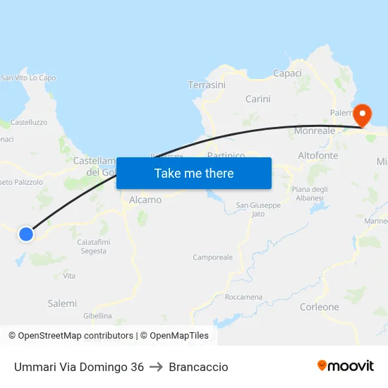 Ummari Domingo Street 36 to Brancaccio map