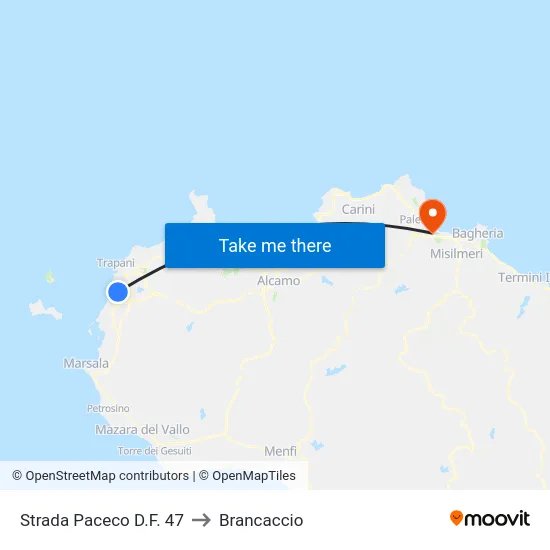 Paceco Street 47 to Brancaccio map