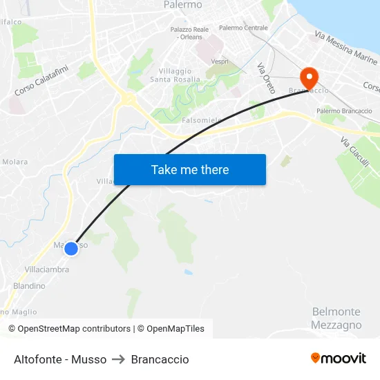 Altofonte - Musso to Brancaccio map