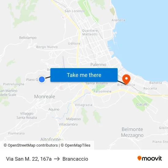 Via San M. 22, 167a to Brancaccio map