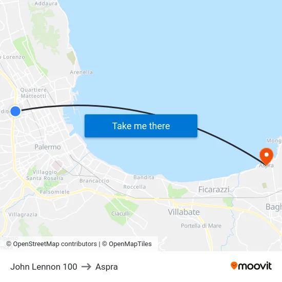 John Lennon 100 to Aspra map