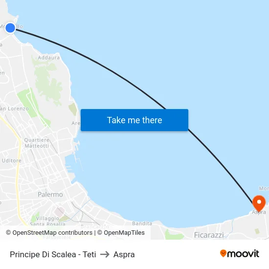 Principe Di Scalea - Teti to Aspra map