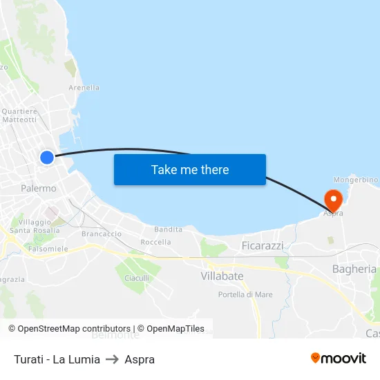 Turati - La Lumia to Aspra map